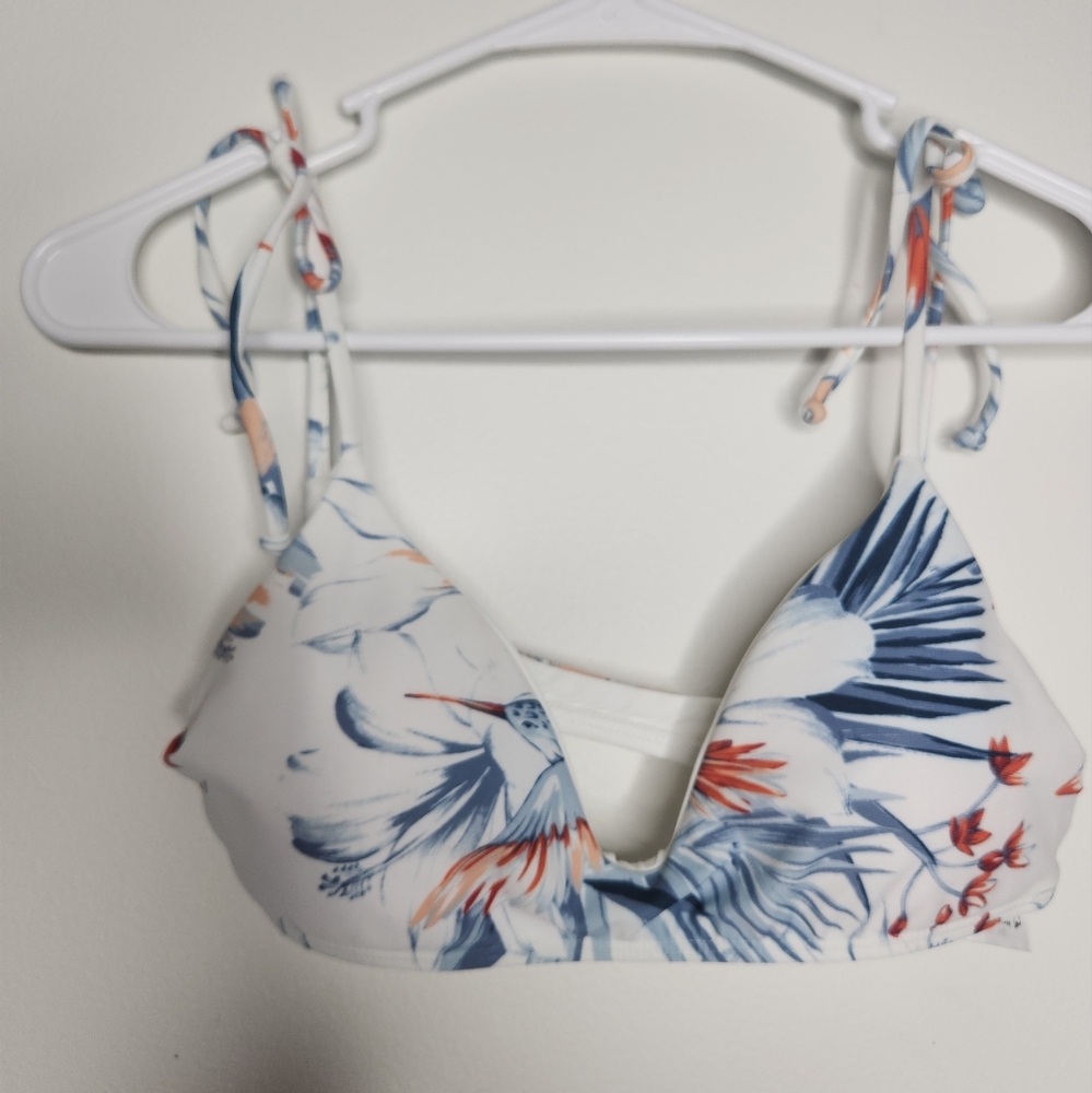 L space‎ Rocky Floral Triangle Bikini Top Medium White - Picture 2 of 6
